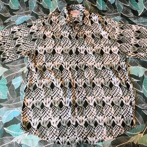 Back East Men's short Sleeve Aloha Hawaiian Shirt Cotton Green Size L